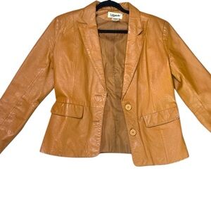 Vintage Bagatelle Genuine Leather Blazer Jacket Cognac Women Size 8